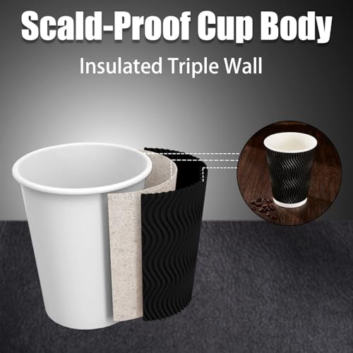 10 oz Coffee Cups 120 Pack Disposable Insulated Corrugated Paper Cup (120 Count)