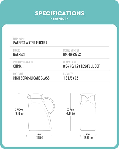 Water Pitcher Glass Jug With Lid and Spout