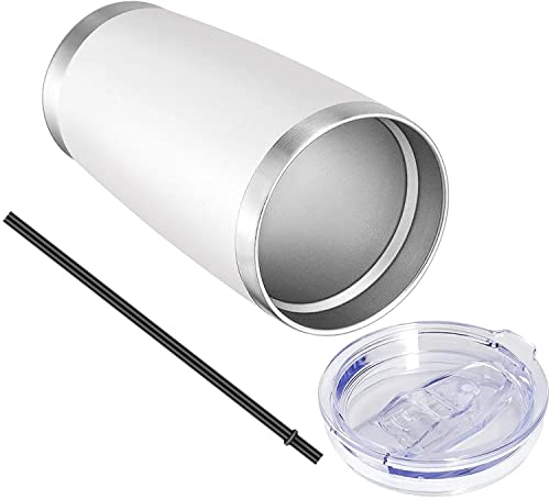 20oz Tumbler with Lid and Straw Stainless Steel Tumbler Cup Bulk Vacuum Insulated Double Wall Travel Coffee Mug Powder Coated Coffee Cup (6 Count)
