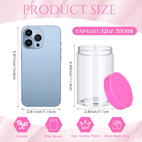 4 Pcs Plastic Jars Wide Mouth with Lids (4 Count)