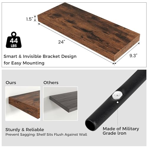 24 Inch Floating Shelves for Wall (2 Count)