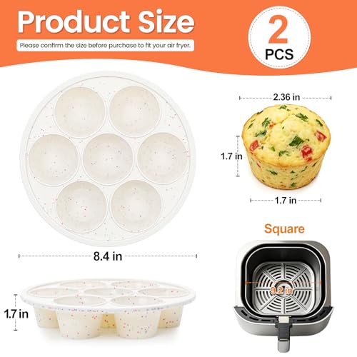 Silicone Air Fryer Muffin Pan with Reinforced Frame (2 Count)