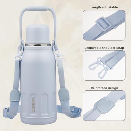 Stainless Steel Insulated Bottle with Handle & Strap