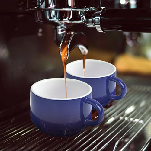 Premium Espresso Shot Cups and Saucers Set with Espresso Stainless Steel Spoons (6 Count)