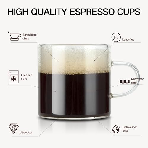 6 Pack 4oz Espresso Cups Espresso Shot Glasses with Handle (6 Count)