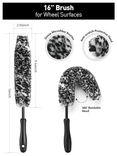 6PCS Car Wheel Brush Kit for Cleaning Tires (6 Count)