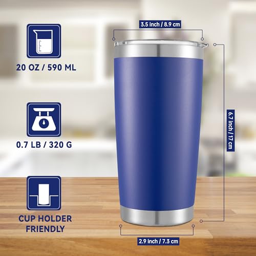 20 oz Tumblers Bulk Stainless Steel Tumbler with Lid Double Wall Vacuum Insulated Coffee Mug 20oz Powder Coated Cup for Hot and Cold Drinks (12 Count)