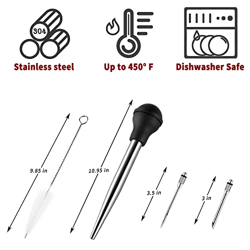 Turkey Baster Syringe for Cooking Meat Injector Set with 2 Marinade Needles