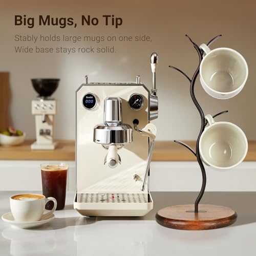 Sturdy Countertop Mug Tree with Solid Wood Base