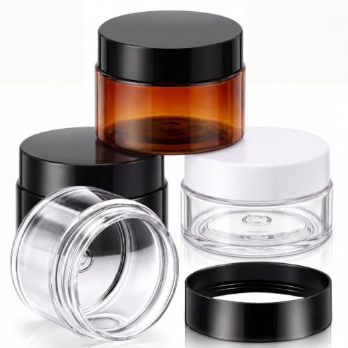 4 Pcs Plastic Jars Wide Mouth with Lids (4 Count)
