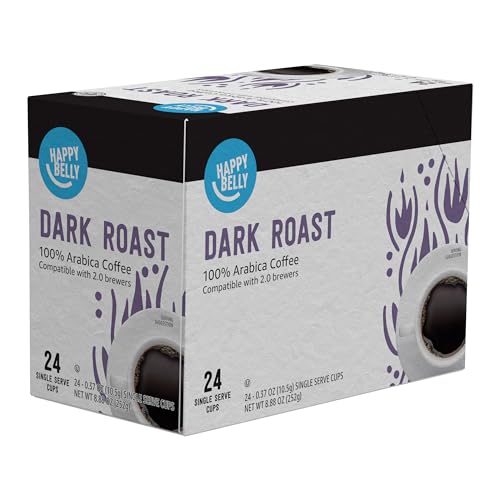 Amazon Brand Happy Belly Dark Roast Coffee Pods (24 Count)