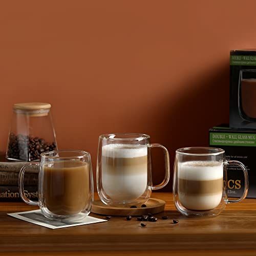 Large Double Wall Glass Coffee Mug 15.2oz (2 Count)