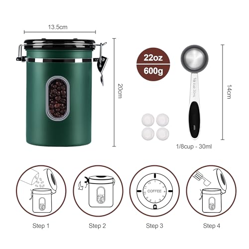 Airtight Coffee Canister with Date Tracker & Transparent Window