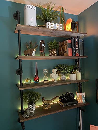 Industrial Pipe Wall Shelves with Real Wood Plank 36 Inches