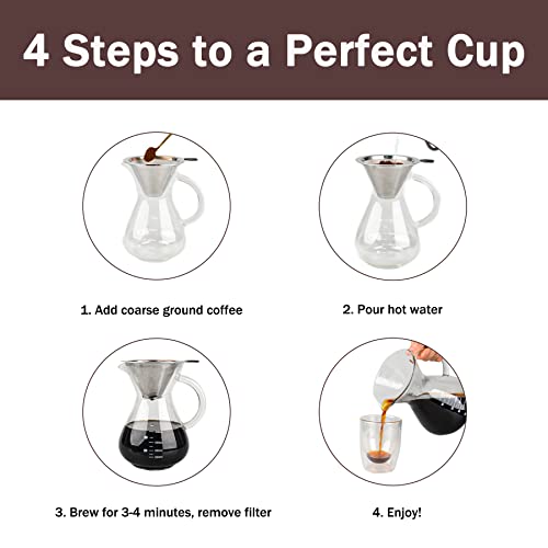 Pour Over Coffee Maker with Reusable Double