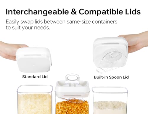 Flip Tite Food Storage Container with Scoop & Lid 5" LARGE Airtight Ring Top (10 Count)