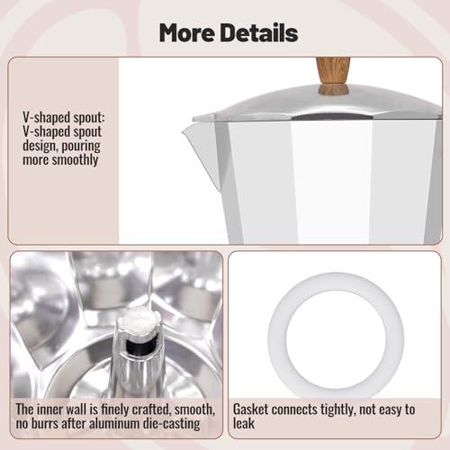12 Cup Aluminum Moka Pot Classic Stovetop Espresso Coffee Maker 600ml 20oz Coffeemaker Percolator Mocha Express Preferred Cafe Makers for Italian and Cuban Café Brewing White
