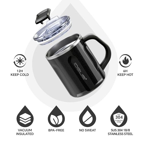 16 oz Insulated Coffee Mug with Lid and Handle