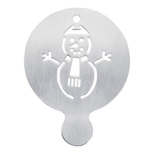 Coffee Art Stencil Pack of 1 Stainless Steel Snowman Decorating Stencil for Latte Art