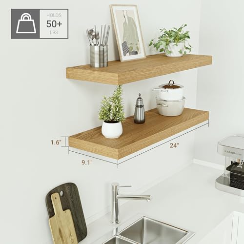Deep Floating Shelves for Wall 24 inches Long Set of 2 (2 Count)