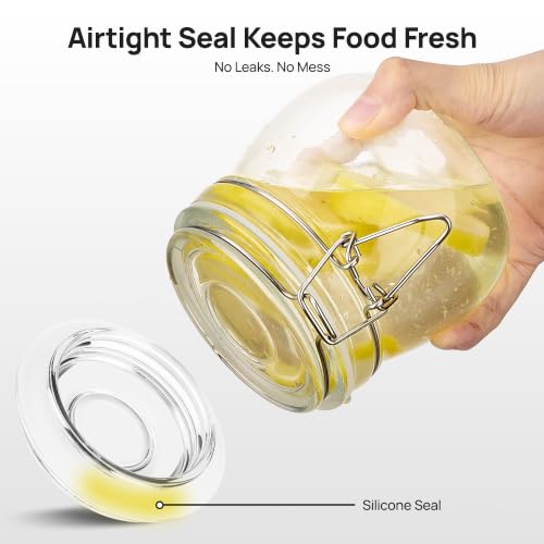 16oz Glass Food Storage Jars with Airtight Clamp Lids (3 Count)