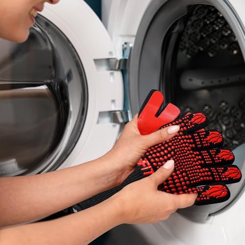 BBQ Gloves 1472°F Heat Resistant with Silicone Grip Oven Mitts (2 Count)
