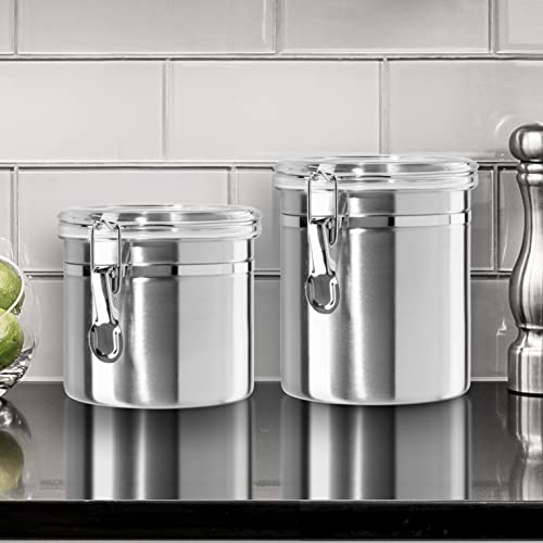 36 Ounce Stainless Steel Canister with Clear Acrylic Lid and Locking Clamp
