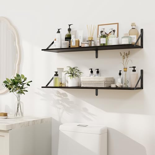 Black Deep Floating Shelves for Wall (2 Count)
