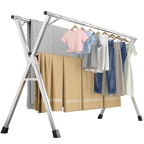Folding Stainless Steel Laundry Drying Rack 63 Inches