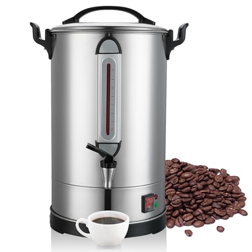 Commercial Coffee Maker 100 Cup Large Coffee Urn 4 Gallon 16L Industrial Coffee Dispenser 1300W Quick Brew Dual Wall Stainless Steel Hot Water Urn & Tea Maker for Catering