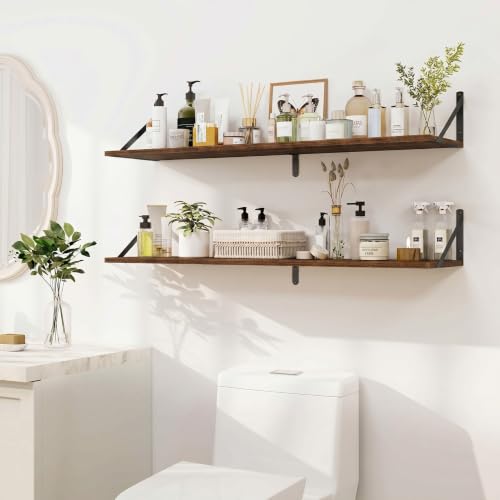 Black Deep Floating Shelves for Wall (2 Count)
