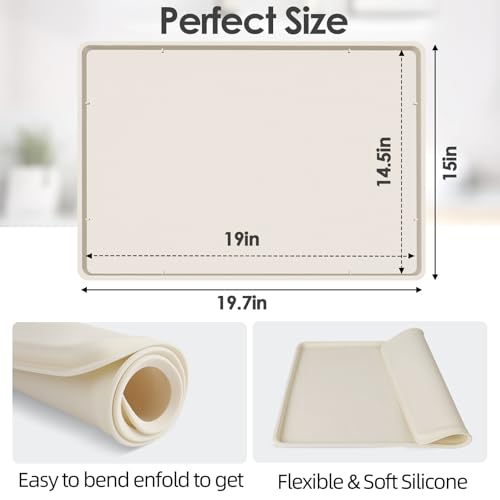 Silicone Coffee Maker Mat with Lip for Countertops