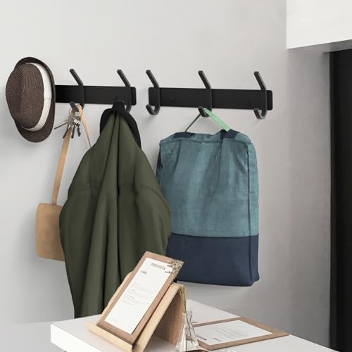 2PACK Coat Hooks Wall Hook for Hanging Clothes Robes Towels Hats Heavy Duty Coat Hanger Coat Rack Wall Mount with 3 Hooks (2 Count)