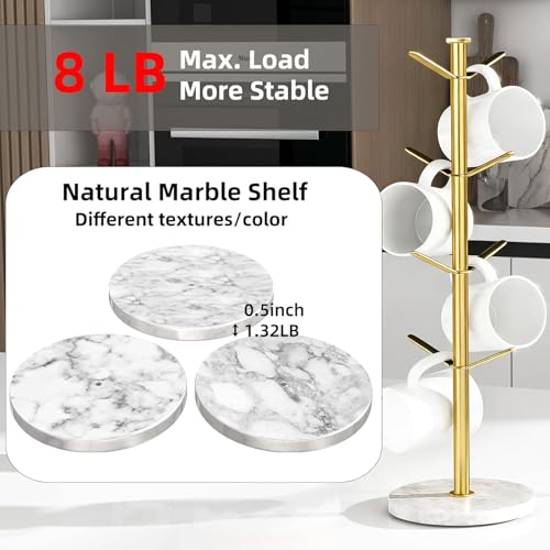 Gold Mug Holder Tree with Marble Base