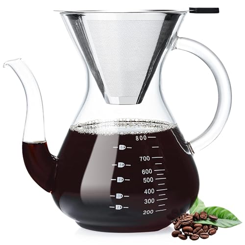 Pour Over Coffee Maker with Double Stainless Filter 27 fl oz (27 Ounce)