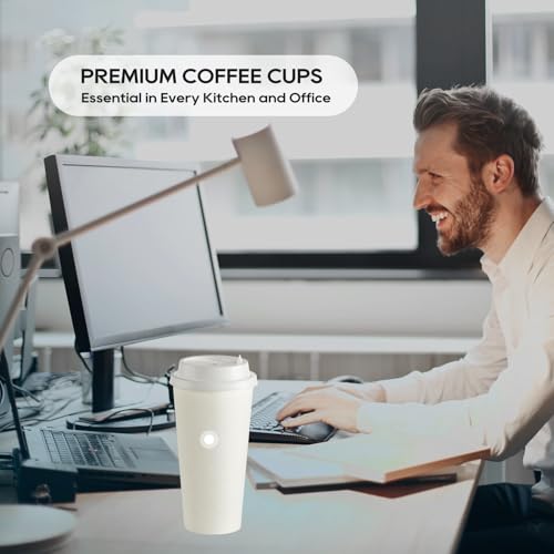 100 Pack 20 oz Disposable Paper Coffee Cups with Lids (100 Count)