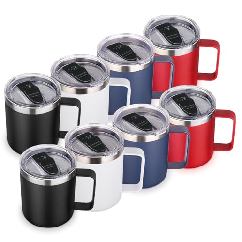 14oz Insulated Stainless Steel Coffee Mug with Lid Bulk 8 Pack (8 Count)