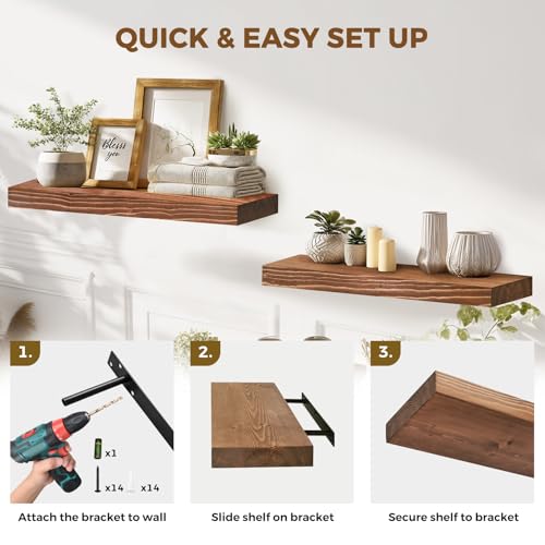 Solid Wood Floating Shelves (2 Count)
