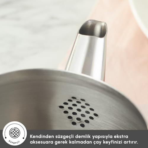 Adelya Stainless Steel Induction Teapot Set with 0.65L Teapot & 1.1L Tea Kettle