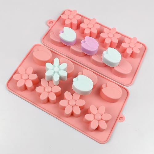 Flower Chocolate Molds 3pcs Tulip Silicone Candy Molds For Ice Cube Resin Soap Cupcake Decoration