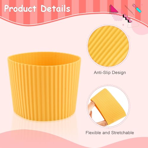 6 Pack Silicone Cup Sleeve Heat Resistant Coffee Cup Protective Sleeve Nonslip Glass Bottle Mug Protector Cover for Home Travel (6 Count)