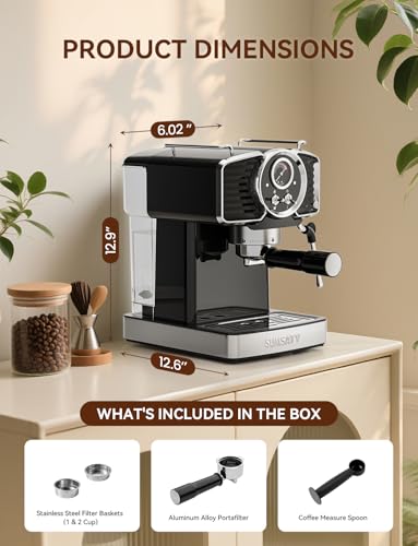20 Bar Espresso Machine Retro with Powerful Milk Frother
