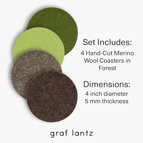 Bierfilzl Merino Wool Round Coasters Set of 4 (4 Count)