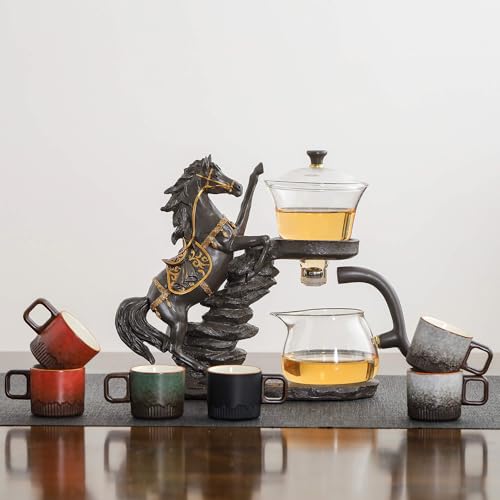 Glass Kungfu Teapot Set Tea maker with Infuser Semi Automatic Tea Set (12 Ounce)