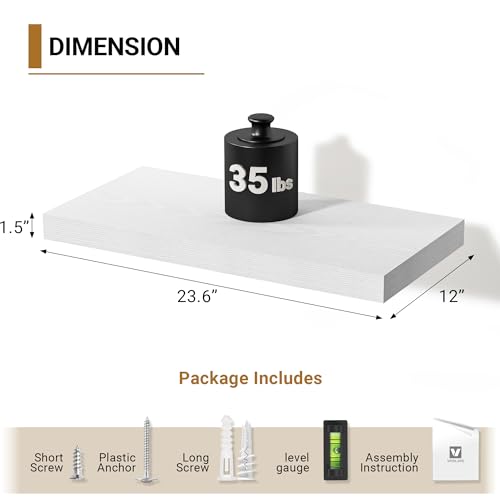 24 x 12 Floating Shelves 12 Deep (2 Count)
