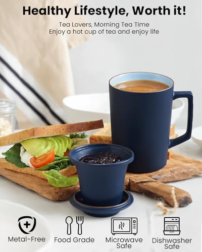 15 oz Ceramic Tea Infuser Cup with Lid