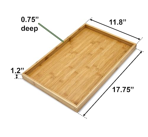 Natural Bamboo Serving Tray Platter 17.75 x 11.8 Rectangular