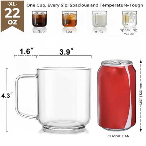 22oz Glass Mugs Set of 2 (44 Count)