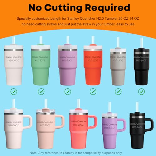Clear Replacement Straws for Stanley 20oz 14oz Tumble (6 Count)