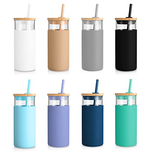 20 oz Glass Tumbler with Lids and Straws (8 Count)